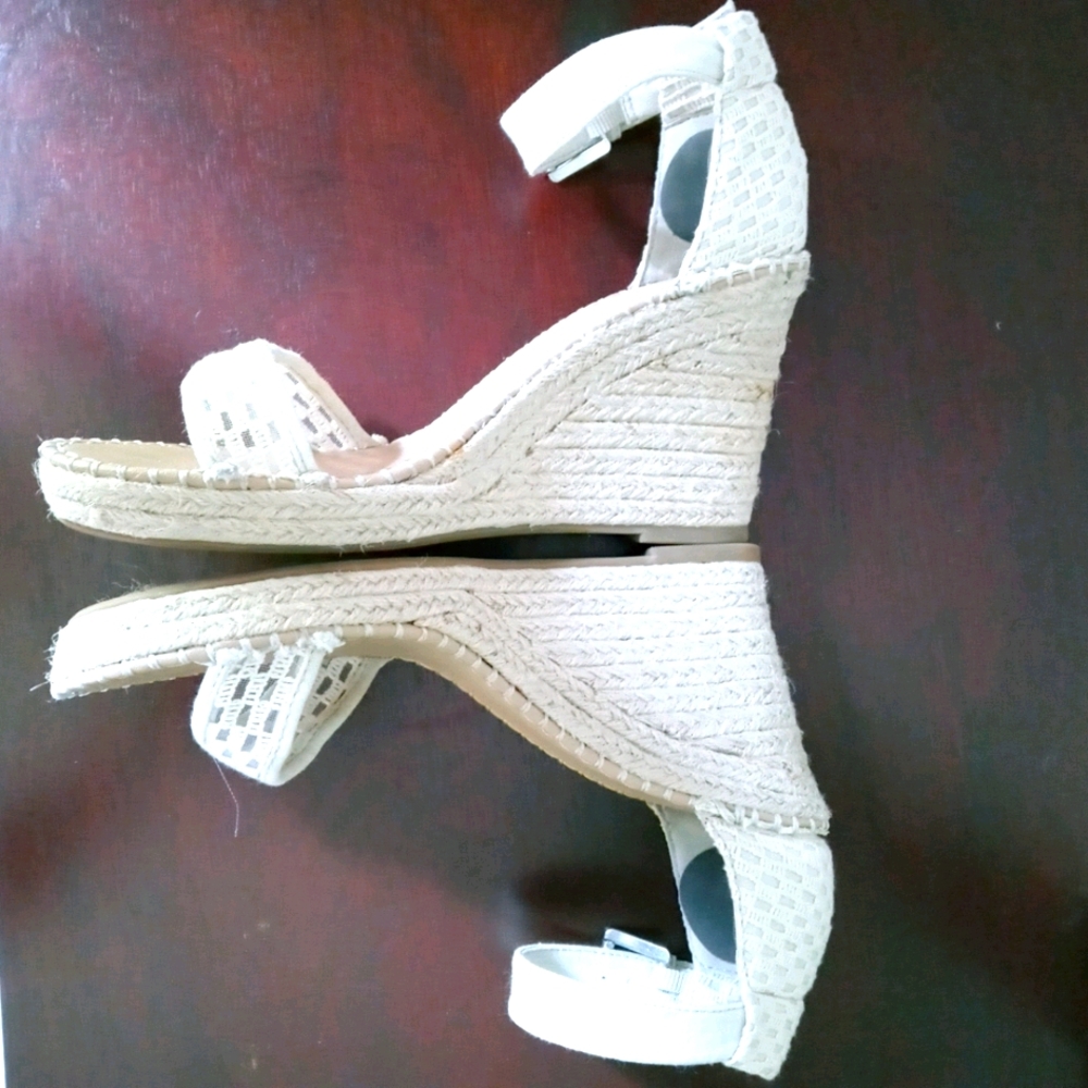 Creme colored wedge sandals